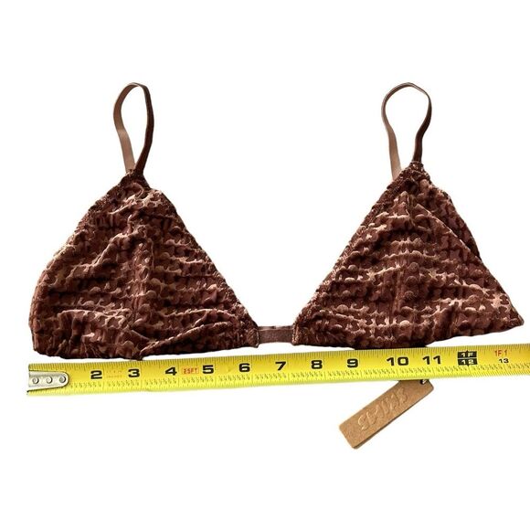 Skims Women’s L Wireless Velvet Logo Triangle Bralette In Chestnut Brown New - Picture 5 of 5